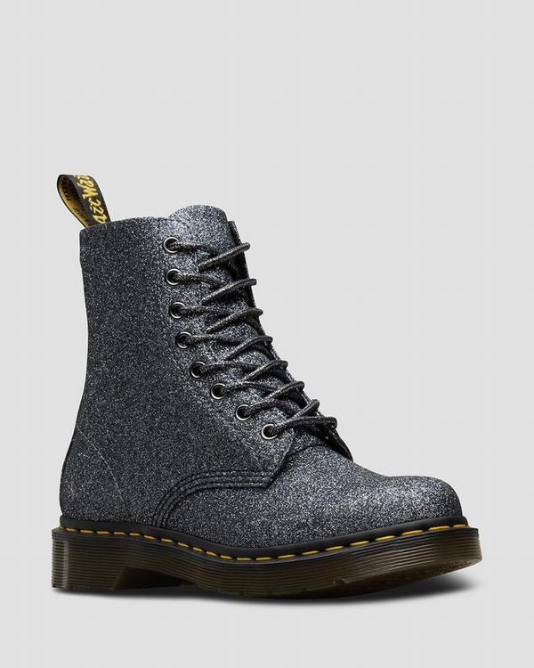 Dr Martens Dámské Kotníkové Boty 1460 Pascal Fine Glitter Stříbrné, CZ-458736